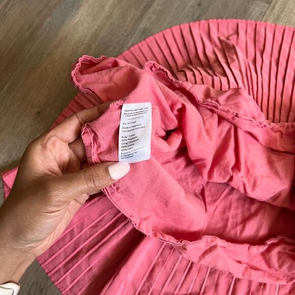 TEA Pink Pleated Midi Skirt Size 8 - Picture 5 of 5